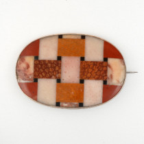 Late 19th Century Scottish "Woven Plaid" Brooch, specimen agate set in silver, c. 1890