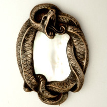 William B. Kerr "Cobra" brooch, sterling set with mother-of-pearl, c. 1900