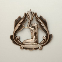 Shreve & Co. San Francisco "Kwan Yin" Brooch, repousse sterling, signed, c. 1930's