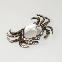 Trifari / Alfred Philippe jellybelly "Crab" Brooch, gilt sterling, lucite and rhinestones, signed, c. 1940's