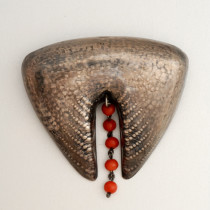 Winkelman & v.d. Bijl / Amsterdam School "Expressionistic" silver and red coral brooch, marked, c. 1923-34