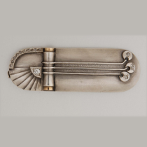 RAMA (Montevideo) / Art Deco Brooch, sterling and gold set with diamonds, signed, c. 1920's-30's
