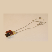 "Amber Window Pane" necklace, sterling with acrylic, c. 1970's