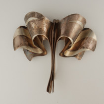 American Studio "Ribbon" Brooch, two toned sterling, signed, c. 1970's