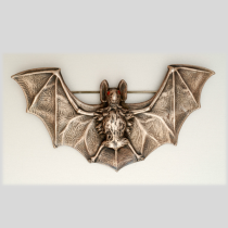 Art Nouveau "Bat" brooch, sterling with red paste eyes, marked, c. 1900