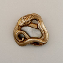 Georg Adam Scheid "Snake" brooch, gilt silver with mother-of-pearl, signed, c. 1900