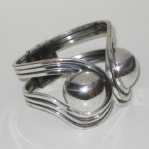 Renoir "Loop and Half Spheres" Cuff / Bracelet, silver plated copper, signed, c. 1950's