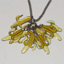 American Pop "Banana" Multiple Charm Necklace, sterling and enamel, marked, c. 1960's