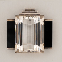 Wiwen Nilsson "1933 World's Fair" Brooch, sterling set with faceted rock crystal and onyx, signed, c. 1930