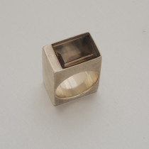 Danish "Rutile Quartz" Ring, sterling, set with quartz jewel, marked, c. 1960's