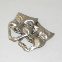 Beau "Comedy and Tragedy" Brooch, sterling, signed, c. 1950's