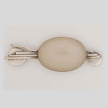 Erik Magnussen, Los Angeles, Important "Abstract Geometric" Brooch, sterling set with a large oval cabochon moonstone, signed, c. 1934-39