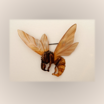 Elizabeth Bonté "Hornet" Brooch, carved and stained horn, c. 1900