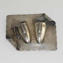 Francisco Rebajes "Double Mask" Brooch, sterling, signed, c. 1940's
