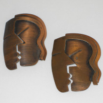 Franciso Rebajes "The Kiss" Brooch Duo, copper, signed, c. 1940's