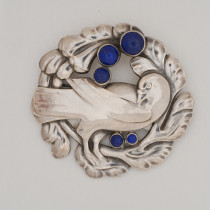 Georg Jensen "Dove" Brooch, Sterling set with Lapis Lazuli cabochons, signed, c. 1920's