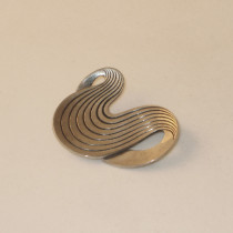 German "Swirl" Brooch, sterling with swirl incised lines, marked, c. 1960's