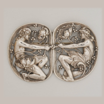 Gorham & Co. Art Nouveau "Garden of Delights" Brooch, sterling in relief with cut-out design, marked, c. 1900