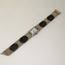 Gucci "Modernist" watch bracelet, sterling with ebony links, signed, c. 1970's