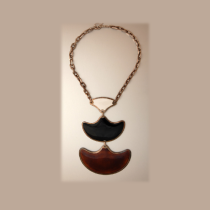 Gucci "Shield" necklace, sterling and enamel, signed, c. 1960's-70's