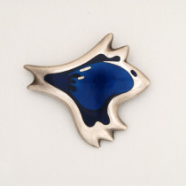 Henning Koppel / Georg Jensen "Amoeba" Brooch, sterling with enamel, signed, c. 1950's