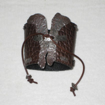 Michele Lerner "Croc" Cuff / Silver Bracelet, hammered sterling and crocodile, signed, c. 2011