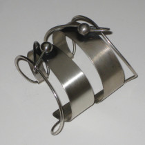 Orb (Otto Robert Bade) "Double Loop and Spheres" Abstract Bracelet, sterling with patinated details, c. 1950's