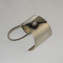 Orb (Otto Robert Bade) "Arc and Sphere" Abstract Bracelet, sterling with patinated details, signed, c. 1950's