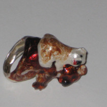 Delfina Delettrez "Panda Bear and Baby Bear" Ring, sterling with enamel, signed, c. 2007