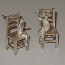 American "Tiny Town Couple on Chairs" Earrings, sterling, c. 1990's