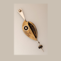 Peter Macchiarini "African Mask" Brooch, sterling, copper and brass set with bone details, signed, c. 1950's