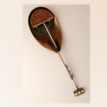 Peter Macchiarini "African Mask" Brooch, sterling, copper and brass set with bone details, signed, c. 1950's