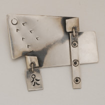 Sam Kramer "Graffiti" Brooch, sterling with hanging pendants, signed, c. 1950's