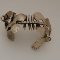 Sam Kramer, Important "Skeleton" Biomorphic Bracelet, sterling and copper, signed, c. 1950's