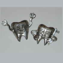 American "Happy Molar" brooches, sterling, marked, c. 1990's