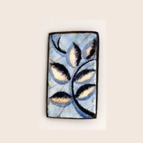 Wiener Werkstaette "Leaf Branch" brooch, foil backed enamel set in silver, marked, c. 1920