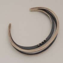 Ed Wiener "Triple Band" Cuff / Bracelet, sterling with black patinated details, signed, c. 1950's