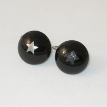 American Art Deco "Silver Star" Earrings, black bakelite with inset sterling stars, marked, c. 1930's