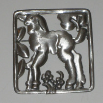 McClelland Barclay "Lamb" Brooch, sterling cut-out design, signed, c. 1930's