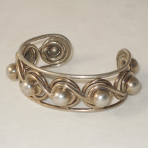 Monet "Rythm Scroll" Cuff / Bracelet, sterling with gilt highlights, signed, c. 1940's