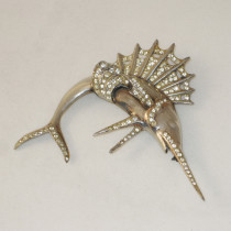 Marcel Boucher "Swordfish" Brooch, gilt sterling and rhinestones, signed, c. 1940's