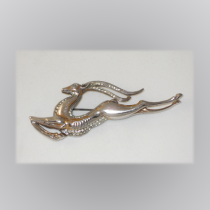 Reja / Solomon Finkelstein "Gazelle" Brooch, sterling with gilt highlights and rhinestones, signed, c. 1940's