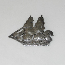 American Arts & Crafts "Sailing Ship" Brooch, sterling with a cut-out design, signed, c. 1920's