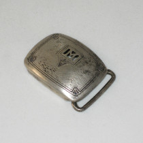 Chicago Arts & Crafts "M" Belt Buckle, hammered sterling with cut out initial, marked, c. 1910