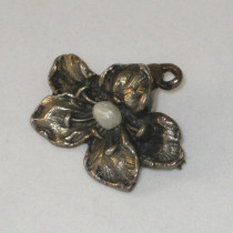 American Art Nouveau "Lily" Brooch, sterling set with a river pearl, marked, c. 1900