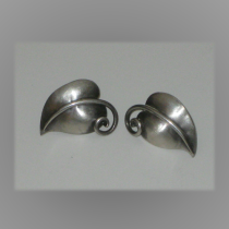 American Art Nouveau "Furled Leaf" Earrings, sterling, marked, c. 1905