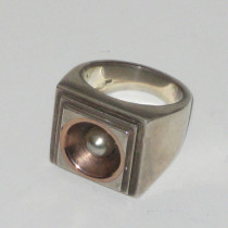 Modernist Ring, Sterling with Gold, marked, c. 1930's