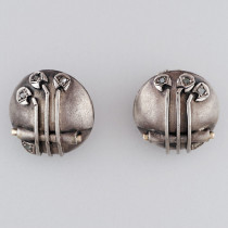 RAMA (Montevideo) / Art Deco Earrings, sterling and gold set with diamonds, signed, c. 1920's-30's