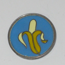 American "Pop Banana" Brooch, sterling with champleve enamel, marked, c. 1960's