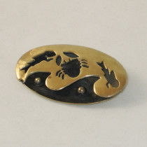 Coro "Sealife" Brooch, gilt sterling with black patinated details, c. 1940's
